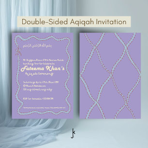 Invitation Capricieux Vague de Violet Clair Bleu Doux Aqiqah