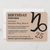 Invitation Capricorne, Chèvre, Panneau étoile Zodiaque, Anniv (Devant)