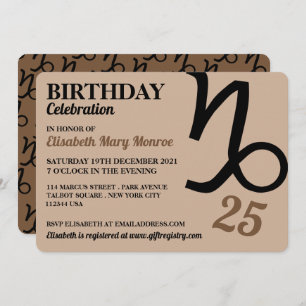 Invitation Capricorne, Chèvre, Signe Zodiaque, Anniversaire