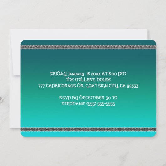 Invitation Capricorne - Signe Zodiaque de chèvre (Dos)