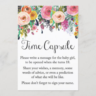 Invitation Capsule Floral Garden Time Pour Girl Sign 5x7" Siz