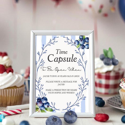Invitation Capsule Temporelle d'Anniversaire Panneau BLEUET