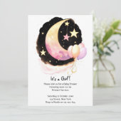 Invitation Captivant Aquarelle Baby shower céleste fille (Debout devant)