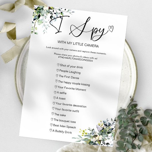 Invitation Capturez l'amour Jeu de mariage I Spy