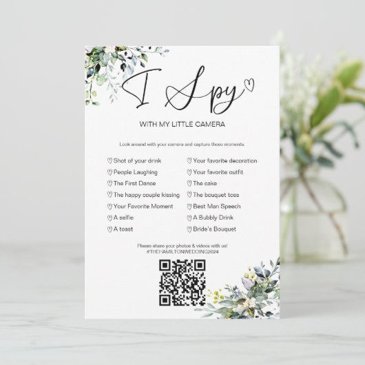 Invitation Capturez L'Amour Que J'Espère Jeu Mariage Avec QR (Debout devant)