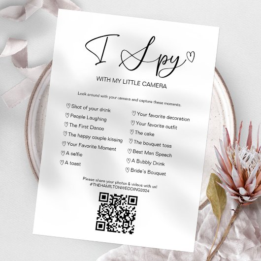 Invitation Capturez L'Amour Que J'Espère Jeu Mariage Avec QR