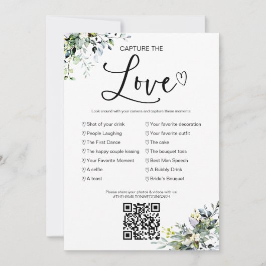 Invitation Capturez L'Amour Que J'Espère Jeu Mariage Avec QR (Devant)