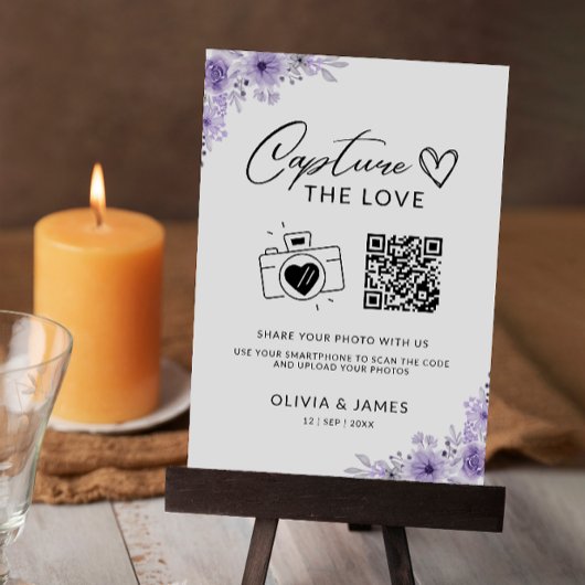 Invitation Capturez Le Panneau Love Qr Code, Violet