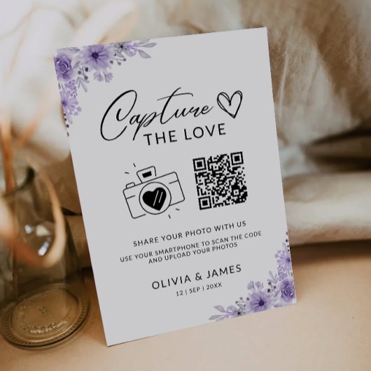 Invitation Capturez Le Panneau Love Qr Code, Violet