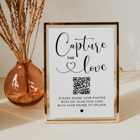 Invitation Capturez le panneau Mariage de code de coeur Love 