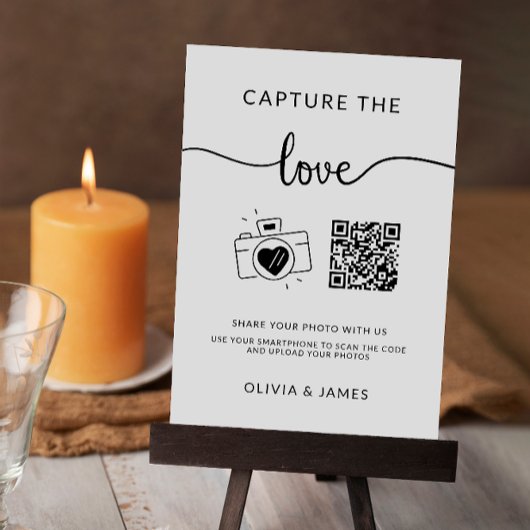 Invitation Capturez le panneau photo Love QR Code Mariage,