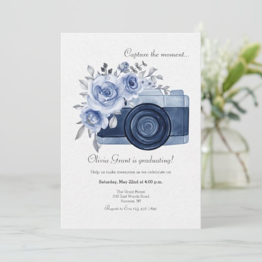 Invitation Capturez l'invitation bleue instantanée (Debout devant)