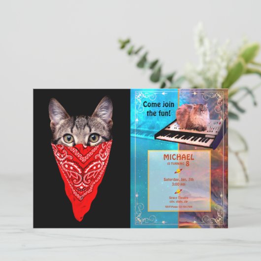 Invitation Capuchon de chat (Debout devant)