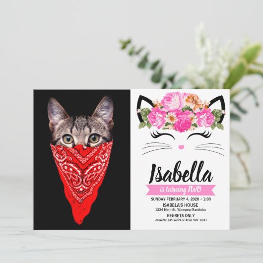 Invitation Capuchon de chat (Debout devant)