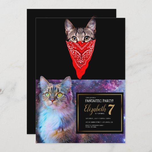 Invitation Capuchon de chat (Devant / Derrière)