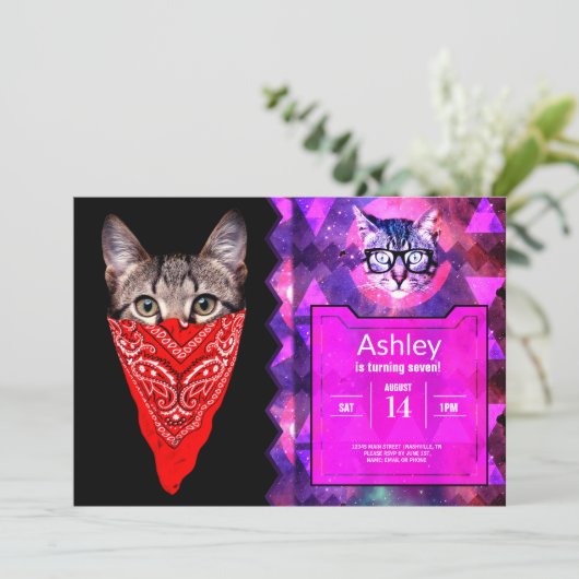 Invitation Capuchon de chat (Debout devant)