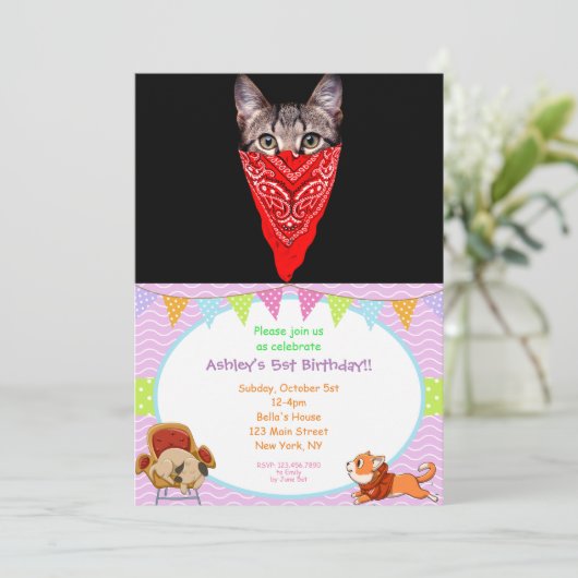 Invitation Capuchon de chat (Debout devant)