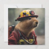 Invitation "Capybara à la Secourt : Pompier Extraordinair (Dos)