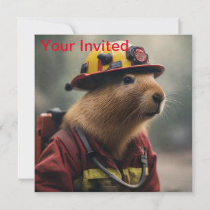 Invitation "Capybara à la Secourt : Pompier Extraordinair