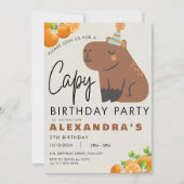 Invitation Capybara Anniversaire Cute Orange Tangerine Capiba (Devant)
