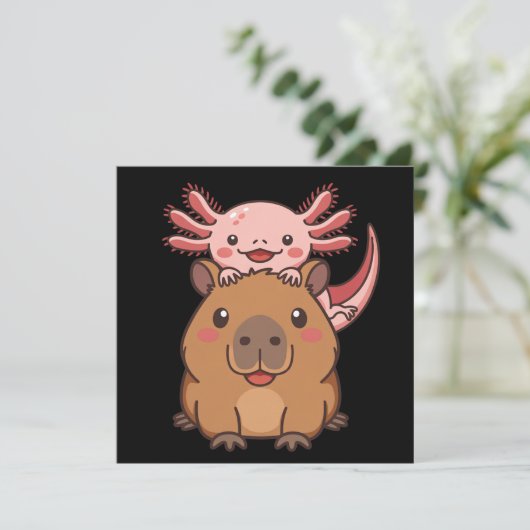 Invitation Capybara Axolotl Kawaii Animal Lover Zoo Day (Debout devant)