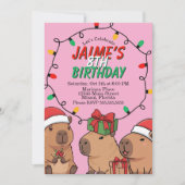 Invitation Capybara Christmas Lights Birthday Party (Devant)