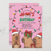 Invitation Capybara Christmas Lights Birthday Party  (Devant / Derrière)