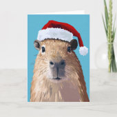 Invitation Capybara de fête à Santa Hat (Devant)