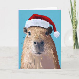 Invitation Capybara de fête à Santa Hat