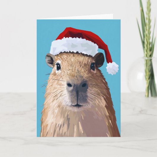 Invitation Capybara festif avec chapeau de Père Noël (Devant)