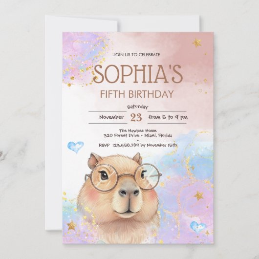 Invitation Capybara kids birthday (Devant)