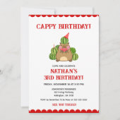 Invitation Capybara rouge Mélon Enfants Amusant Joyeux Annive (Devant)