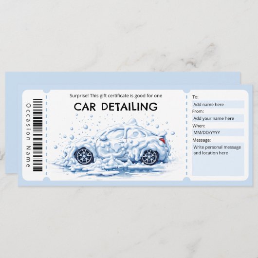 Invitation Car Detailing Gift Certificate (Devant / Derrière)