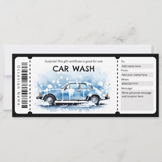 Invitation Car Wash Gift Certificate (Devant)