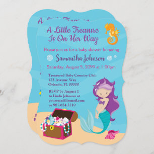 Invitation Caractère de dessin mignon Mermaid Baby shower Des