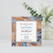 Invitation Caramel, Bleu, & Eggplant Bar Mitzvah (Debout devant)