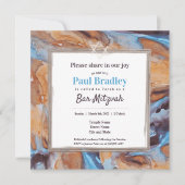 Invitation Caramel, Bleu, & Eggplant Bar Mitzvah (Devant)