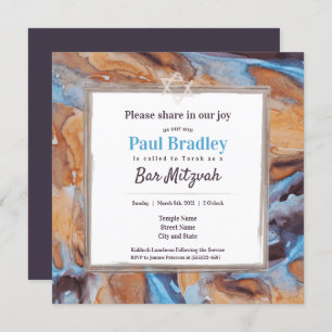 Invitation Caramel, Bleu, & Eggplant Bar Mitzvah