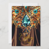 Invitation Caramel d'anniversaire exotique Turquoise Bijou d' (Devant)