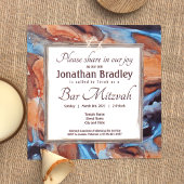 Invitation Caramel et Blue Marble Bar Mitzvah