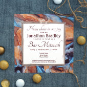 Invitation Caramel et Blue Marble Bar Mitzvah