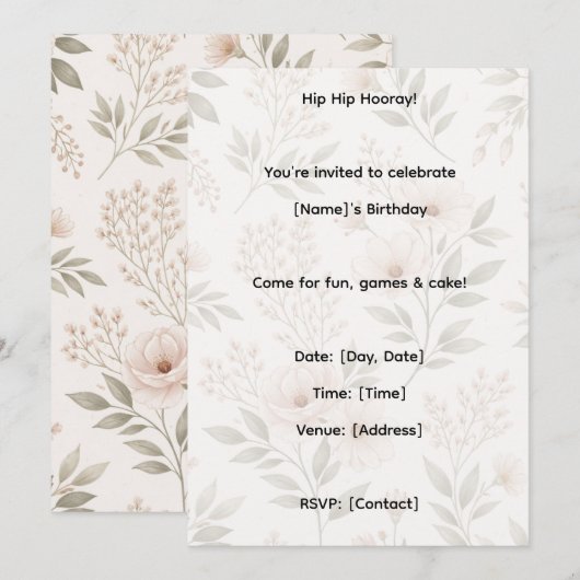 Invitation card (Devant / Derrière)