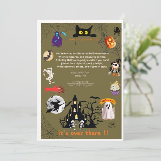 invitation card to an alooeen party (Debout devant)