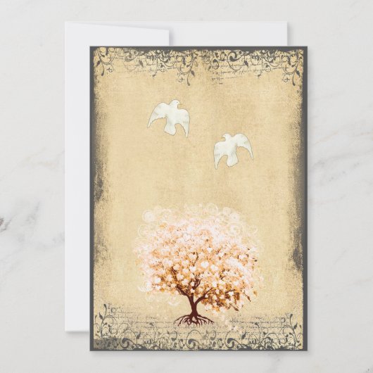 Invitation Cardiaque Feuille de corail Dove Inséparables Mari (Devant)