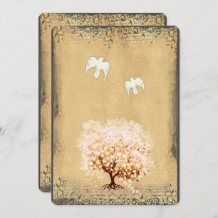 Invitation Cardiaque Feuille de corail Dove Inséparables Mari