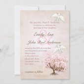 Invitation Cardiaque Pink et Inséparable Brown Tree Dove (Devant)