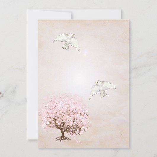Invitation Cardiaque Pink et Inséparable Brown Tree Dove (Dos)
