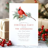 Invitation Cardinal Bird Vintage Aquarelle fête de Noël