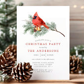 Invitation Cardinal Bird Vintage Aquarelle fête de Noël