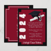 Invitation Cardinal Cardinal Red and Black Graduation (Devant / Derrière)